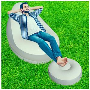 Modern <b>Inflatable</b> Air <b>Sofa</b> Set With Footrest EVA Material Living Room Lounge Chair White Design - Product Image 4
