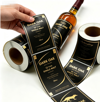 Étiquettes adhésives personnalisées pour bouteilles de vin, estampage à chaud en feuille d'or, autocollants imperméables anti-contrefaçon en rouleaux pour l'emballage des boissons