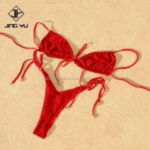 Trajes de Baño en Oferta para Mujer, Conjunto de Bikini Sexy, Traje de Baño de Dos Piezas, Ropa de Playa, Bikini Brillante con Tiras y Triángulo - Product Image 5