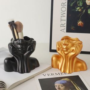 Porte-pinceaux de maquillage en résine moderne et vase de table pour la décoration de la maison et de la salle de bain - Product Image 3