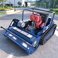 Tondeuse à gazon robotisée télécommandée sur chenilles agricoles, moteur diesel CE EPA, pour terrains accidentés