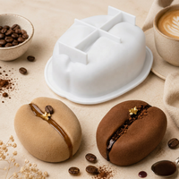 Moule en silicone 3D à cavité unique de 4 pouces pour mousse aux grains de café, facile à démouler, qualité alimentaire, résistant au four, personnalisable pour boulangerie, vente en gros