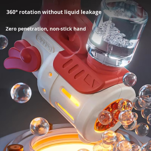 Infant Fully Automatic Handheld Plastic Bubble Gun for 0-24 Months Unisex No Leak Liquid