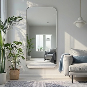 Modern Classic Design Frameless <b>Silver</b> Coated Large Wall <b>Mirror</b> Full Length Square Glass for Guest Toilet Decor Living Room - Product Image 1