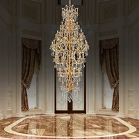 Suspension européenne en verre de luxe en or, escalier, hall d'hôtel, villa, hall, lustre maria theresa en cristal