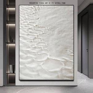 Peinture à l'huile et acrylique texturée personnalisée, peinte à la main, art paysager chinois minimaliste, décoration murale pour salle à manger, avec des éléments naturels - Product Image 1