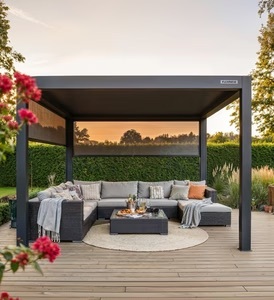 Pérgola de Aluminio Gris Oscuro con Techo de Láminas Ajustables, Impermeable, para Patio Exterior, Jardín, Modelo LC07 - Product Image 2