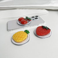 Support de téléphone magnétique mignon ananas cerise rétractable Fun Expression fraise poignée de téléphone magnétique