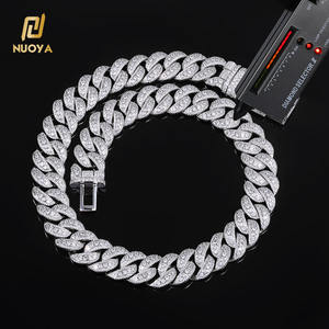 Collar de Cadena Cubana de Plata de Ley S925 NUOYA con Moissanita de Color <span class=keywords><strong>D</strong></span>, Collar Grueso con Hebilla de 18 mm de Largo, Joyería Hip Hop - Product Image 1