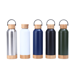 Nueva Botella de Agua de Acero Inoxidable 304 con Aislamiento al Vacío, Boca Pequeña, 500ml/750ml, Libre de BPA, con Tapa y Base de Bambú, para Gimnasio - Product Image 1