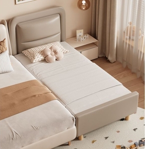 <span class=keywords><strong>Cama</strong></span> Empalmable de Madera Maciza para Niños <span class=keywords><strong>Cuna</strong></span> con Barandilla Ancha <span class=keywords><strong>Cama</strong></span> Empalmable de Dibujos Animados para Niño y Niñ<span class=keywords><strong>a</strong></span> - Product Image 3