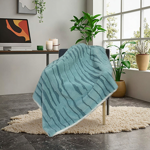 ZT Knitted Cozy Teddy <strong>Sherpa</strong> Rabbit Faux Fur Bluey <strong>Throw</strong> <strong>Blanket</strong> for Home Decoration Couch Sofa Office Bed - Product Image 5