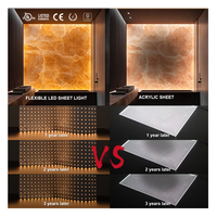 Feuille LED flexible découpable sur mesure par le fabricant, ultra-mince, rétroéclairage flexible, panneau onyx, feuille lumineuse LED pour plan de travail en pierre