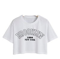 Crop tops basiques respirants en coton 100% à manches courtes et col rond, style streetwear, avec impression sérigraphique de logo personnalisé pour femmes
