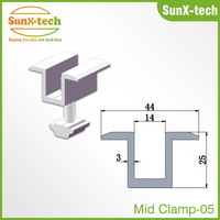 SunX-Tech, pince intermédiaire en aluminium anodisé de type U, longueur personnalisée, 30 mm-50 mm, pour panneau solaire, support de fixation PV pour système de montage solaire