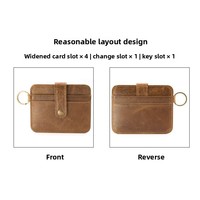 ODM OEM Custom 2026 Dompet Kartu Kulit Asli Berlapis Minyak dengan Gesper, Dompet Koin Multifungsi, Gantungan Kunci, Dompet SIM