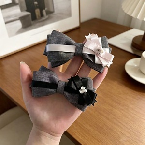 Korean style sweet rhinestone floral <b>bow</b> duckbill <b>clip</b> high ponytail vertical <b>clip</b> with a high-end feel and atmospheric effect. - Product Image 3