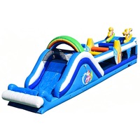 Parcours d'obstacles gonflable pour fête gamer avec toboggan aquatique/sèche, château gonflable et parcours de défi gonflable
