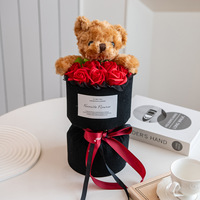 Buket Boneka Beruang Teddy YILUN, Hadiah Gaya Fashion Kartun Musim Wisuda, Set Bunga Buatan