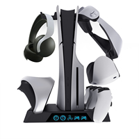 KJH pour PS5 & pour PS5 Pro Console chargeur Dock support de support double chargeur ventilateur de refroidissement support filaire pour contrôleur PS VR2