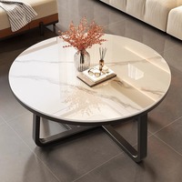 Table basse moderne et simple avec panneau en pierre de luxe léger – Ensemble de vente en gros pour petits appartements et locations de salons