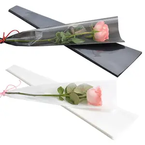 Transparente impressão personalizada novo design opp saco buquê única rosa presente embalagem flor manga