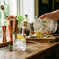 Etiquetas de Licor de Papel Texturizado Premium con Lámina Dorada - Pegatinas Impresas Personalizadas para la Marca de Botellas de Ginebra, Whisky y Vino