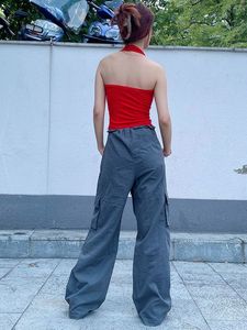 Débardeur Y2K tendance pour femme, style <span class=keywords><strong>vintage</strong></span> avec imprimé lettres, coupe ajustée, dos nu, couleur unie, sexy, pour l'été - Product Image 3
