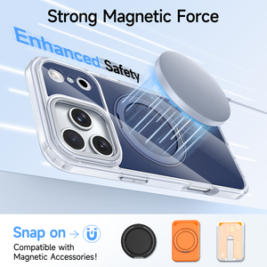 360 °   Support magnétique rotatif pour coque <span class=keywords><strong>iPhone</strong></span> 17 Pro Max 16, protection de l'appareil <span class=keywords><strong>photo</strong></span>, anti-jaunissement, transparente, antichoc, coque arrière pour téléphone portable - Product Image 4