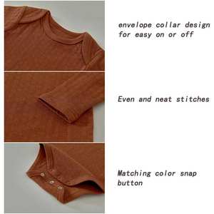 Langarm-Babystrampler Einfarbig Weiß Blanko mit Druckknöpfen Säuglings-Bodysuit Baby-Einteiler Strampler - Product Image 4