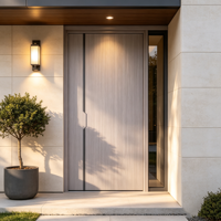 Fabricant de portes en Chine, porte intérieure moderne en WPC, porte à panneau plat, imperméable, résistante aux rayures, pour les projets scolaires et hôteliers