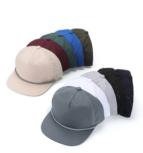 Casquette de baseball snapback non structurée de haute qualité à 5 panneaux avec logo personnalisé, imperméable, découpée au laser, perforée, casquette de golf, casquette de camionneur - Product Image 3