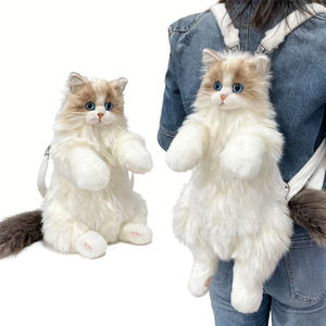 Mochila de peluche con forma de gato Ragdoll realista, juguete de peluche, muñeco relajante para niñas, regalo de cumpleaños - Product Image 1