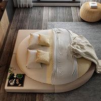 Lit rond capitonné de luxe moderne avec tête de lit haute et rangement, double ou king size, pour usage hôtelier, prix abordable