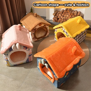 Nido plegable de lujo para mascotas, caseta de perro y gato, cueva, cama extraíble, lavable, acolchada, cálida, interior, para invierno - Product Image 6