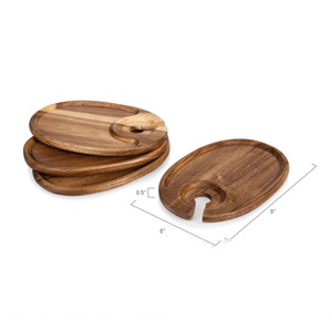 Support à <span class=keywords><strong>vin</strong></span> et assiette ovale classiques en bois d'acacia avec motif personnalisé – Durables et écologiques pour les fêtes - Product Image 6