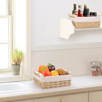 Panier de rangement en corde de papier avec poignées en bois pour papier toilette, étagères, salle de bain, chambre à coucher, décoration de ferme