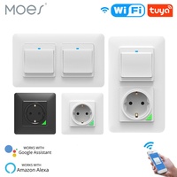 Interrupteur mural intelligent WiFi, interrupteur pour rideaux et panneau de prise murale avec commande à distance par application, commande vocale et minuterie, 10A 240V