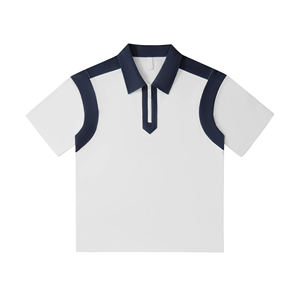 Color-Block Athletic Polo Estilo universitario Media cremallera Manga corta - Product Image 1