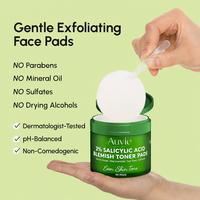 Disques Toniques Exfoliants Nettoyants en Profondeur à l'Acide Salicylique 2%, Centella Asiatica, Niacinamide et Arbre à Thé pour Affiner les Pores - Marque Blanche
