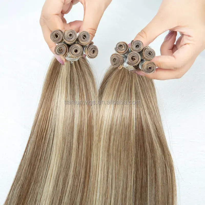 Qindao Custom Top Quality Real Natural Human Hair 22" Flat Weft Sew In Hair Extensions Bead Flat Weft
