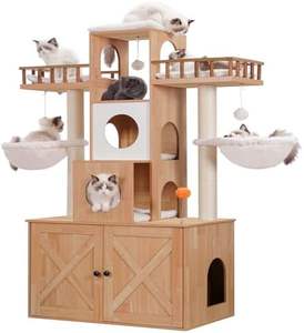 Moderna Torre del Gatto per interni grande albero di gatto lettiera recinzione pesante mobili per gatti 20lbs tiragraffi noce - Product Image 1