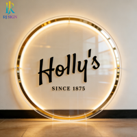 Enseigne personnalisée en acrylique doré effet miroir pour salon, enseigne murale, enseigne néon, logo 3D, nom d'entreprise, enseigne rétroéclairée 3D pour intérieur