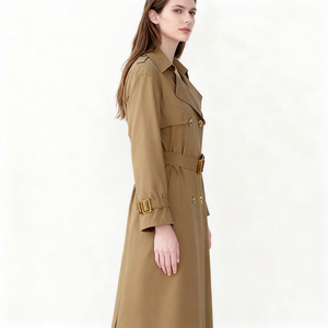 Cappotto <span class=keywords><strong>Trench</strong></span> in Cotone Doppiopetto di Alta Qualità per <span class=keywords><strong>Donna</strong></span> 2025, Design con Cintura, in Lana per l'Autunno, Personalizzabile ODM/OEM, Moda - Product Image 2