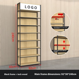 Tùy chỉnh mới bán hiện Đại kim loại bằng gỗ Kệ trưng bày kệ đơn bên Heavy Duty Kệ siêu thị với tủ - Product Image 2