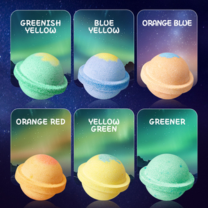 Sadoer ชุดกล่องเกลืออาบน้ำหรูหรา6สีแบบดาวเคราะห์ออร์แกนิกลูกบอลเกลืออาบน้ำธรรมชาติให้ความชุ่มชื้นชุดของขวัญเป็นมิตรต่อสิ่งแวดล้อม - Product Image 6