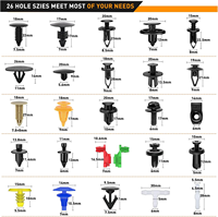 860 pièces Clips de retenue de poussée de voiture et assortiment de fixations automatiques-26 tailles les plus populaires Rivets d'aile de pare-chocs en nylon avec 10 attaches de câble