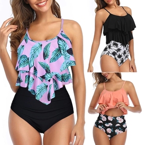<span class=keywords><strong>Maillot</strong></span> <span class=keywords><strong>de</strong></span> <span class=keywords><strong>bain</strong></span> pour femmes, deux pièces, <span class=keywords><strong>haut</strong></span> à double volant avec bas plissé taille haute, ensemble tankini, <span class=keywords><strong>maillot</strong></span> <span class=keywords><strong>de</strong></span> <span class=keywords><strong>bain</strong></span>, taille plus - Product Image 3