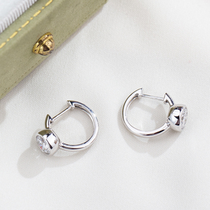 Boucles d'oreilles en or blanc 9 carats avec diamants de forme ronde Messi Jewelry MSE-896 pour femmes - Product Image 2