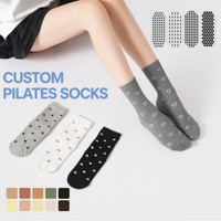 Chaussettes de yoga tricotées personnalisées pour femmes, avec soutien de la voûte plantaire, antidérapantes, pour Pilates, motif cœur floral et nœud, chaussettes mi-mollet